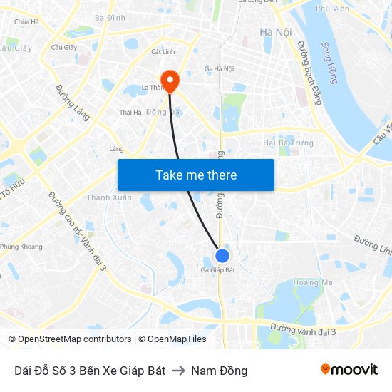 Dải Đỗ Số 3 Bến Xe Giáp Bát to Nam Đồng map