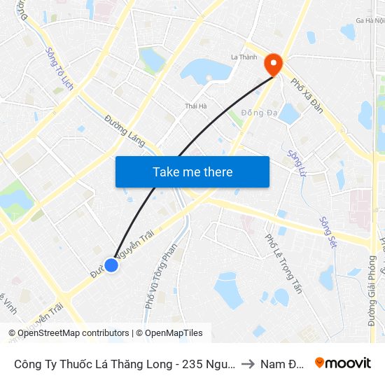 Công Ty Thuốc Lá Thăng Long - 235 Nguyễn Trãi to Nam Đồng map