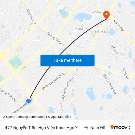 477 Nguyễn Trãi - Học Viện Khoa Học Xã Hội to Nam Đồng map