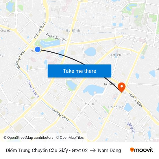 Điểm Trung Chuyển Cầu Giấy - Gtvt 02 to Nam Đồng map