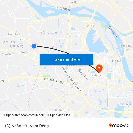 (B) Nhổn to Nam Đồng map