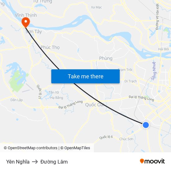 Yên Nghĩa to Đường Lâm map