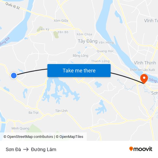 Sơn Đà to Đường Lâm map