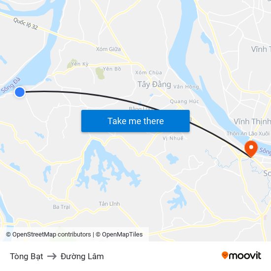 Tòng Bạt to Đường Lâm map