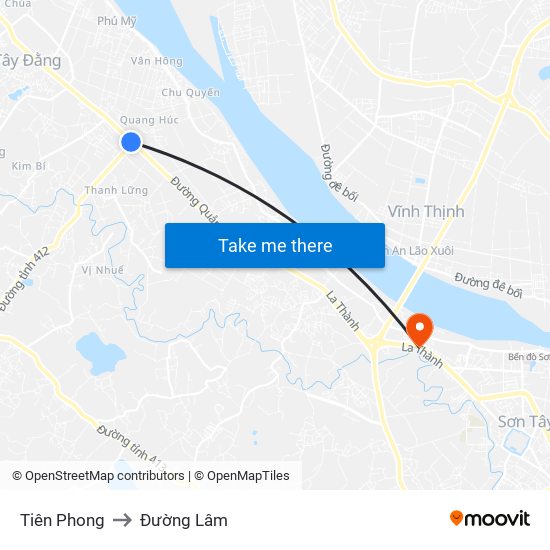 Tiên Phong to Đường Lâm map