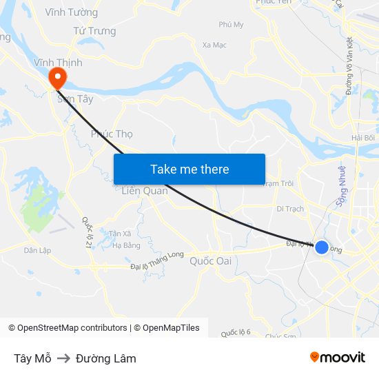 Tây Mỗ to Đường Lâm map