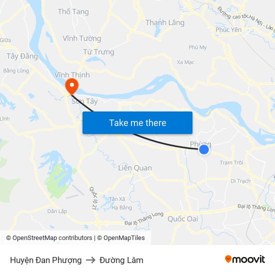 Huyện Đan Phượng to Đường Lâm map