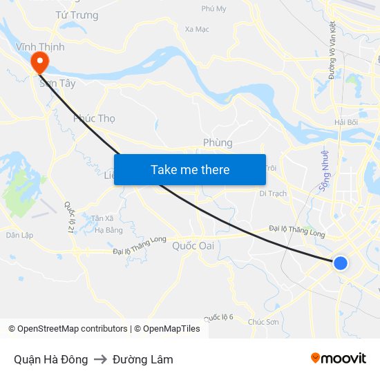 Quận Hà Đông to Đường Lâm map