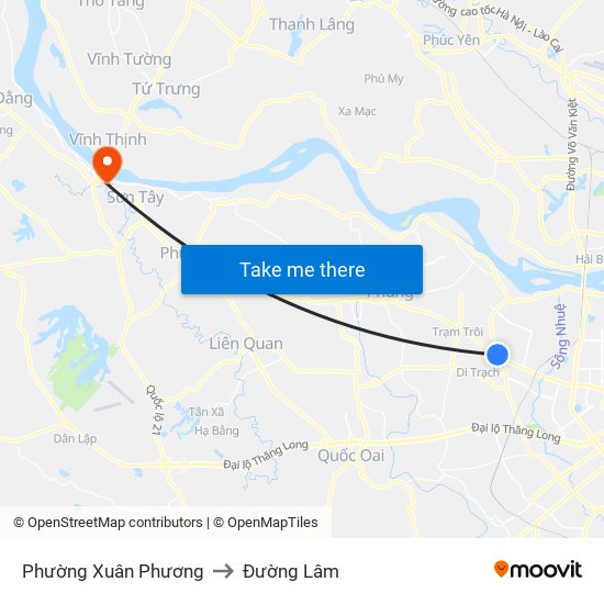 Phường Xuân Phương to Đường Lâm map