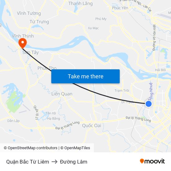 Quận Bắc Từ Liêm to Đường Lâm map