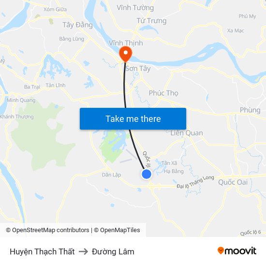 Huyện Thạch Thất to Đường Lâm map