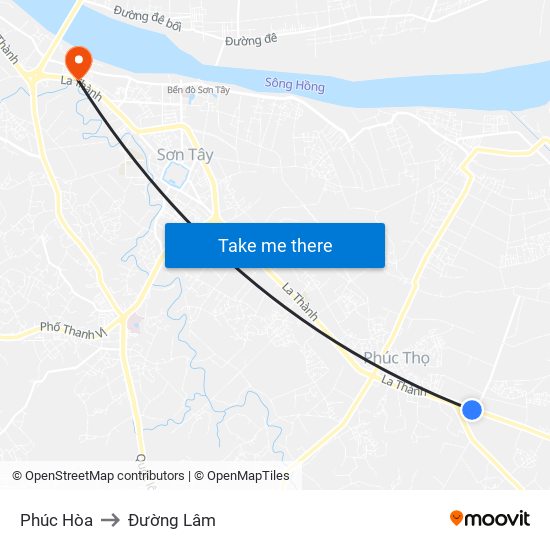 Phúc Hòa to Đường Lâm map