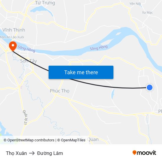 Thọ Xuân to Đường Lâm map