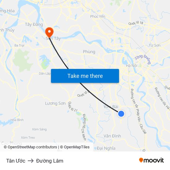 Tân Ước to Đường Lâm map