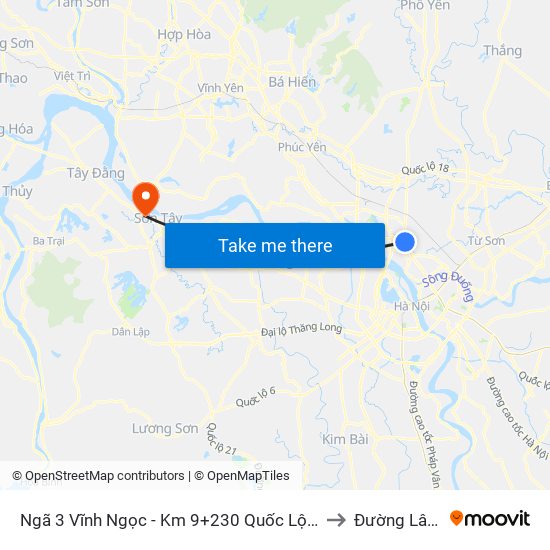 Ngã 3 Vĩnh Ngọc - Km 9+230 Quốc Lộ 3 to Đường Lâm map