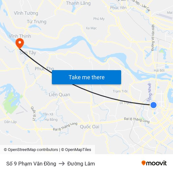 Số 9 Phạm Văn Đồng to Đường Lâm map