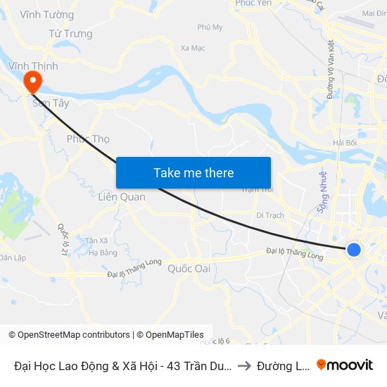 Đại Học Lao Động & Xã Hội - 43 Trần Duy Hưng to Đường Lâm map