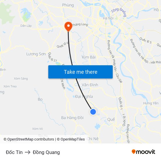 Đốc Tín to Đồng Quang map