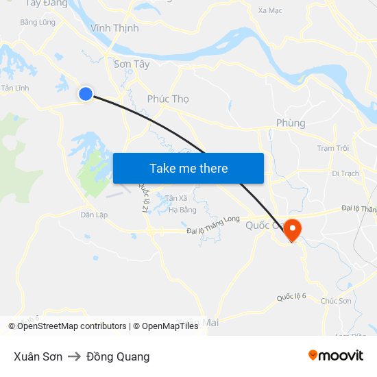 Xuân Sơn to Đồng Quang map