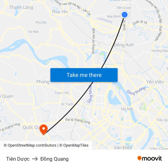 Tiên Dược to Đồng Quang map