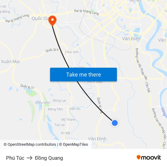 Phú Túc to Đồng Quang map