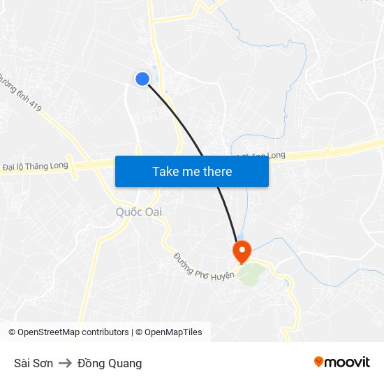 Sài Sơn to Đồng Quang map