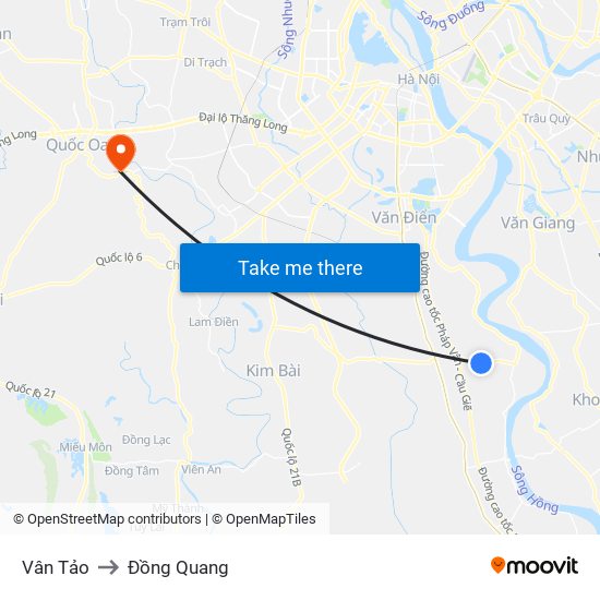 Vân Tảo to Đồng Quang map