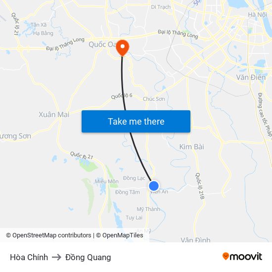 Hòa Chính to Đồng Quang map