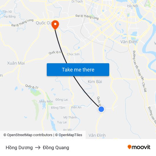 Hồng Dương to Đồng Quang map