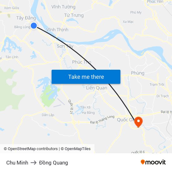Chu Minh to Đồng Quang map