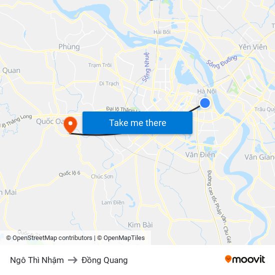 Ngô Thì Nhậm to Đồng Quang map