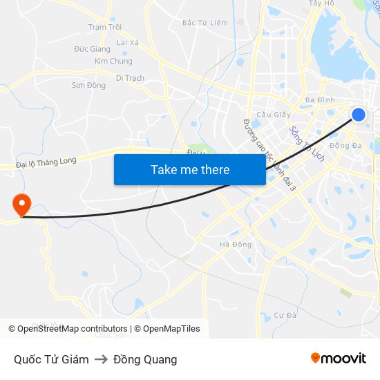 Quốc Tử Giám to Đồng Quang map