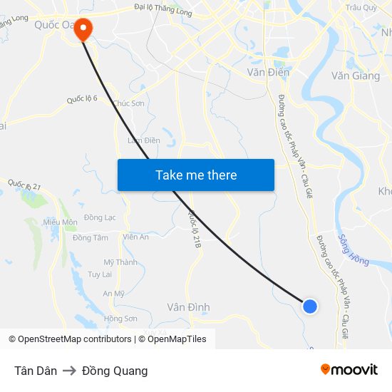 Tân Dân to Đồng Quang map