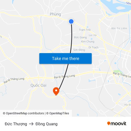 Đức Thượng to Đồng Quang map