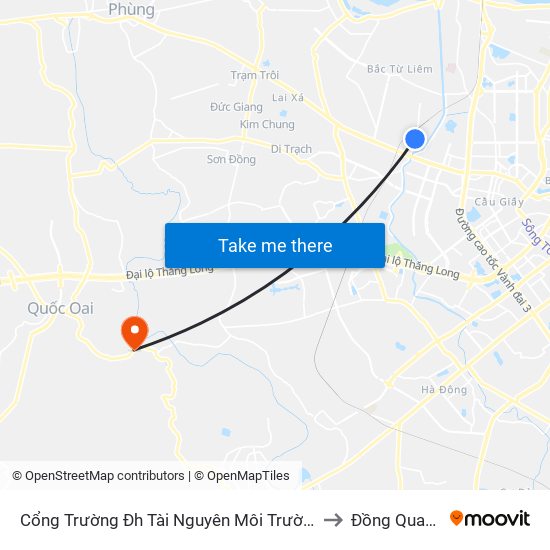 Cổng Trường Đh Tài Nguyên Môi Trường to Đồng Quang map