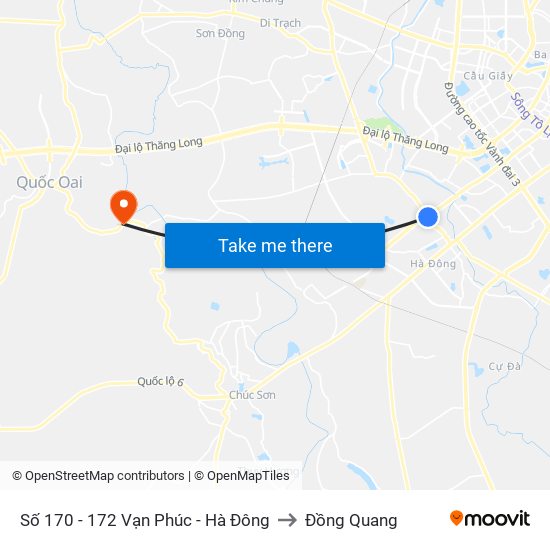 Số 170 - 172 Vạn Phúc - Hà Đông to Đồng Quang map