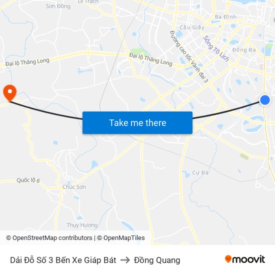 Dải Đỗ Số 3 Bến Xe Giáp Bát to Đồng Quang map