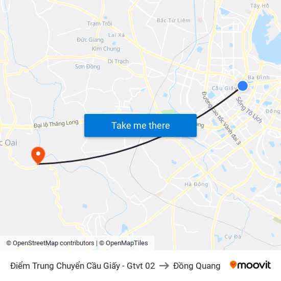 Điểm Trung Chuyển Cầu Giấy - Gtvt 02 to Đồng Quang map