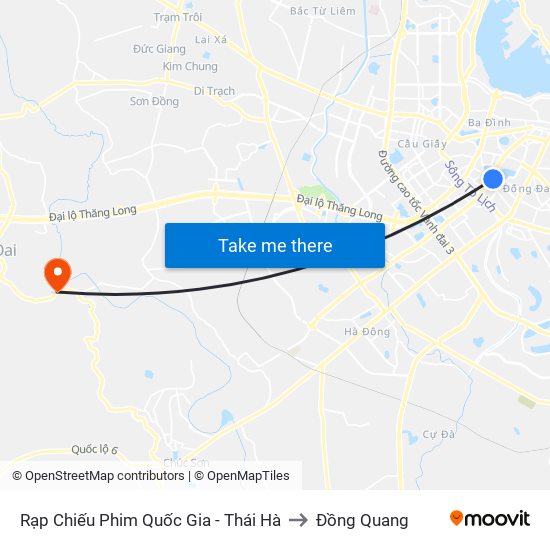 Rạp Chiếu Phim Quốc Gia - Thái Hà to Đồng Quang map