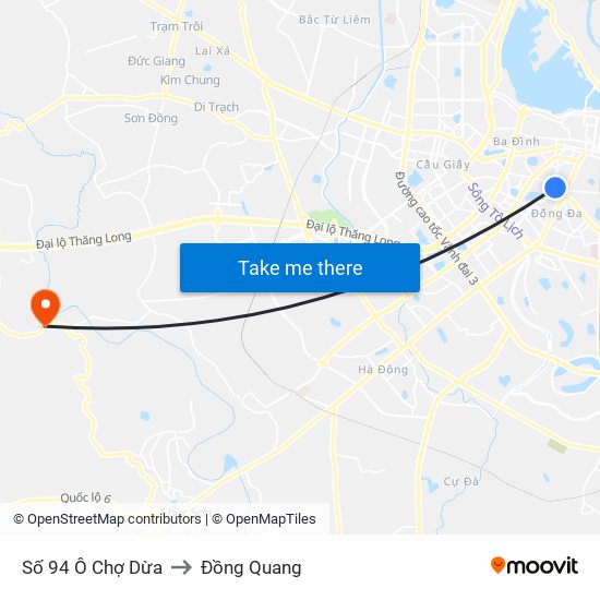 Số 94 Ô Chợ Dừa to Đồng Quang map