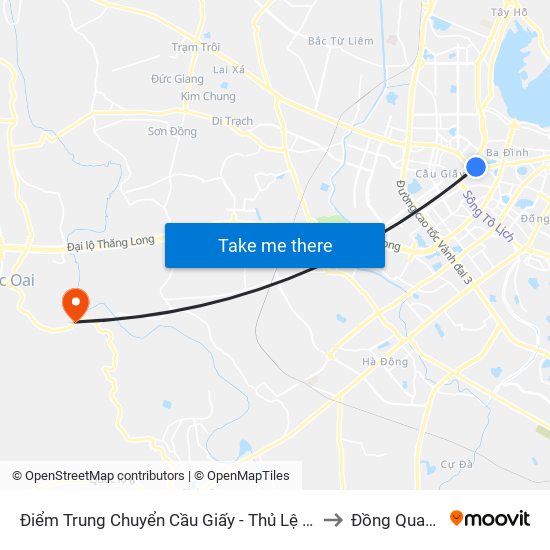 Điểm Trung Chuyển Cầu Giấy - Thủ Lệ 02 to Đồng Quang map