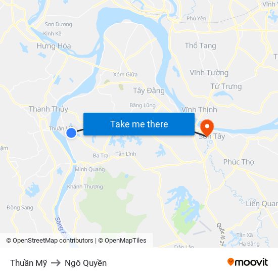 Thuần Mỹ to Ngô Quyền map