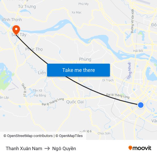 Thanh Xuân Nam to Ngô Quyền map