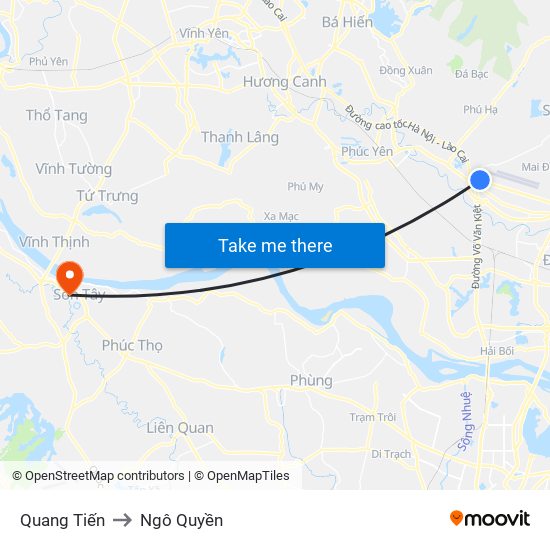 Quang Tiến to Ngô Quyền map