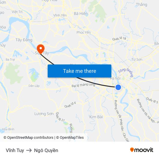Vĩnh Tuy to Ngô Quyền map