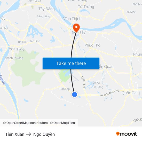 Tiến Xuân to Ngô Quyền map