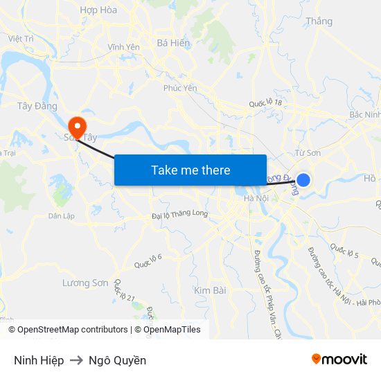 Ninh Hiệp to Ngô Quyền map