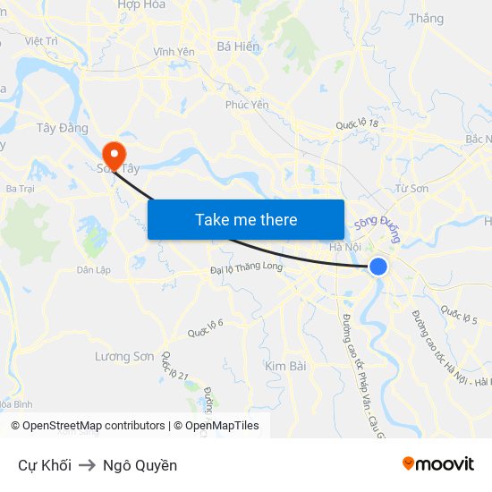 Cự Khối to Ngô Quyền map