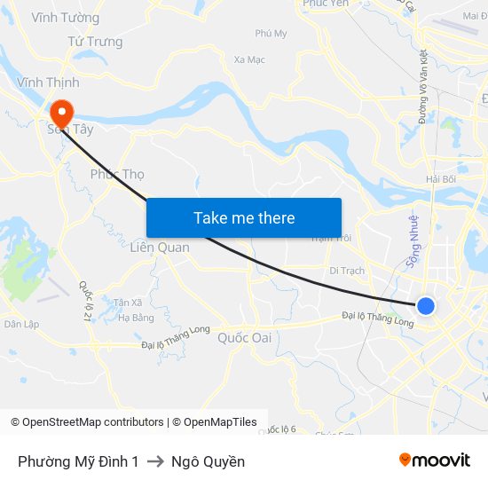 Phường Mỹ Đình 1 to Ngô Quyền map