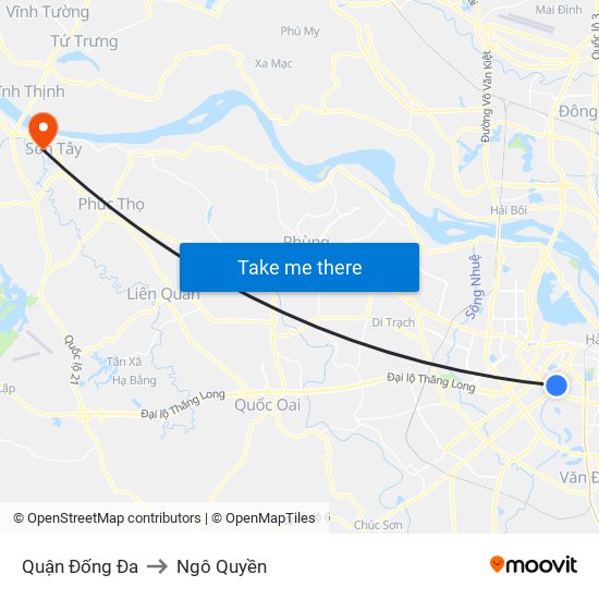 Quận Đống Đa to Ngô Quyền map